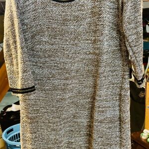 Bought in Paris - Black and White gold intertwined Knit Dress